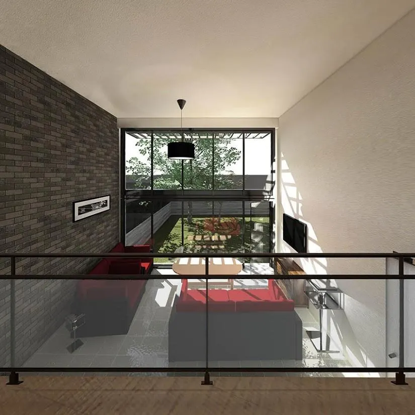 Séjour en double hauteur ouvert sur une mezzanine