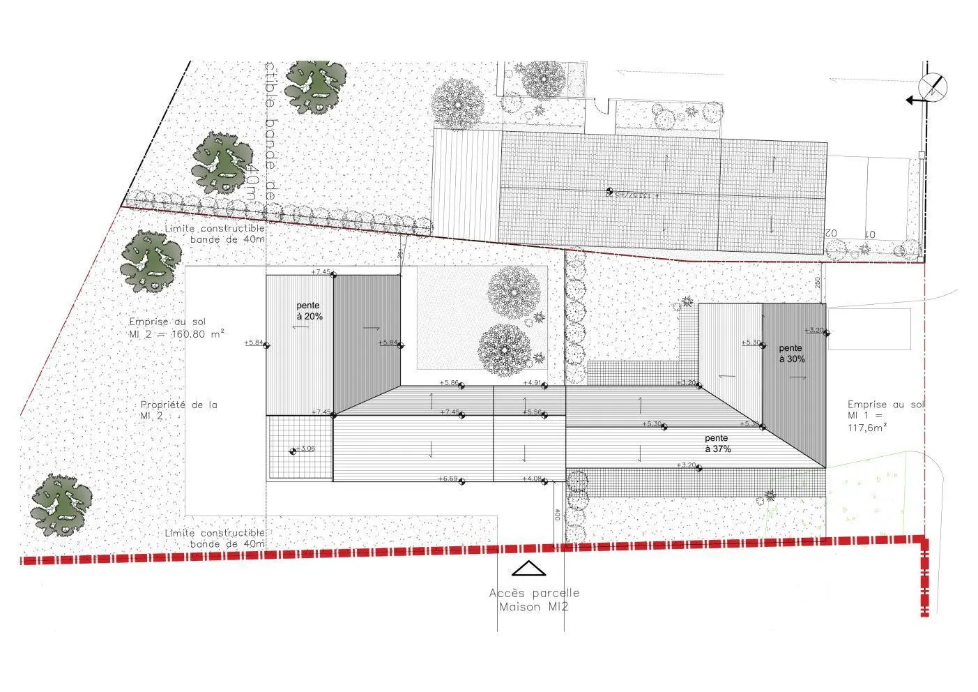 Plan de masse des deux logements et de leurs accès